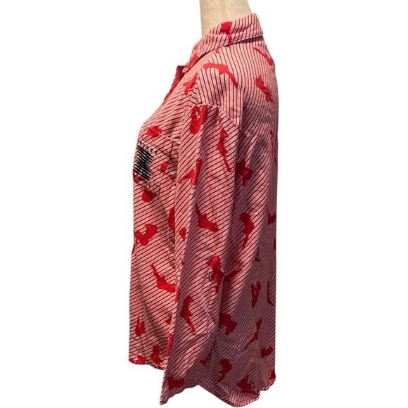 Salvage X Fenty Red and White Striped Pajama Shirt Size XSMALL - Picture 3 of 10